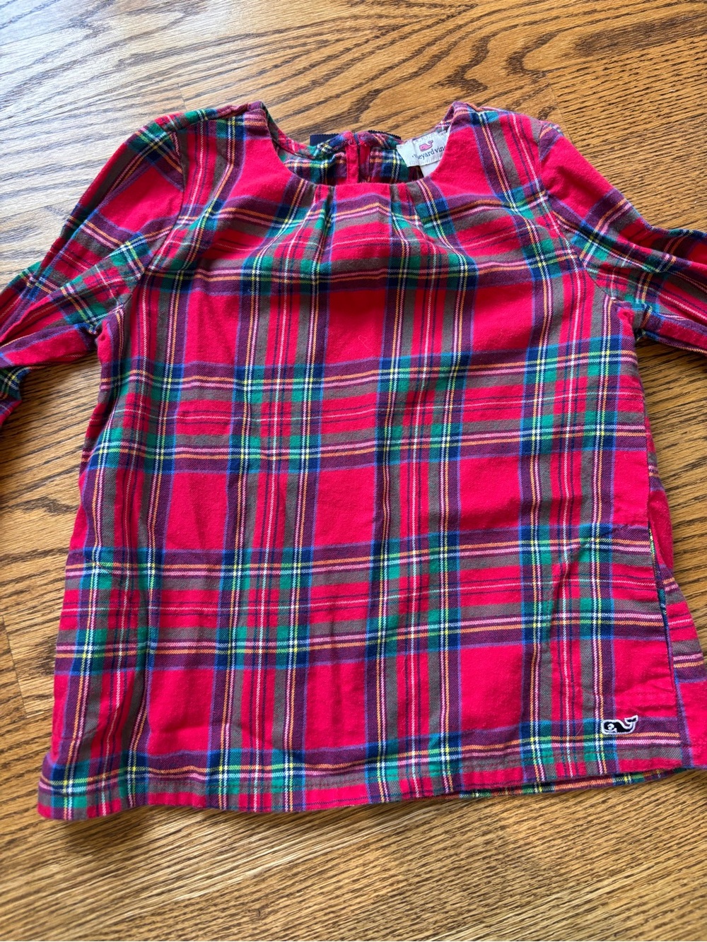 Vineyard Vines Girls Red Plaid Long Sleeve Top